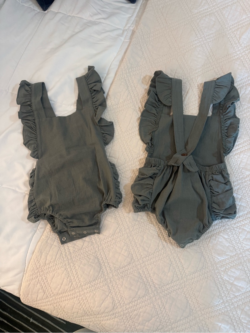 Kids Ruffle One-Piece Romper in Sage Green